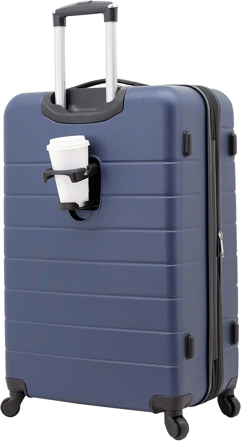 Wrangler Smart Luggage Set with Cup Holder and USB Port, Navy Blue, 20-Inch Carry-On - 91ya2JDJlL._AC_SL1500_
